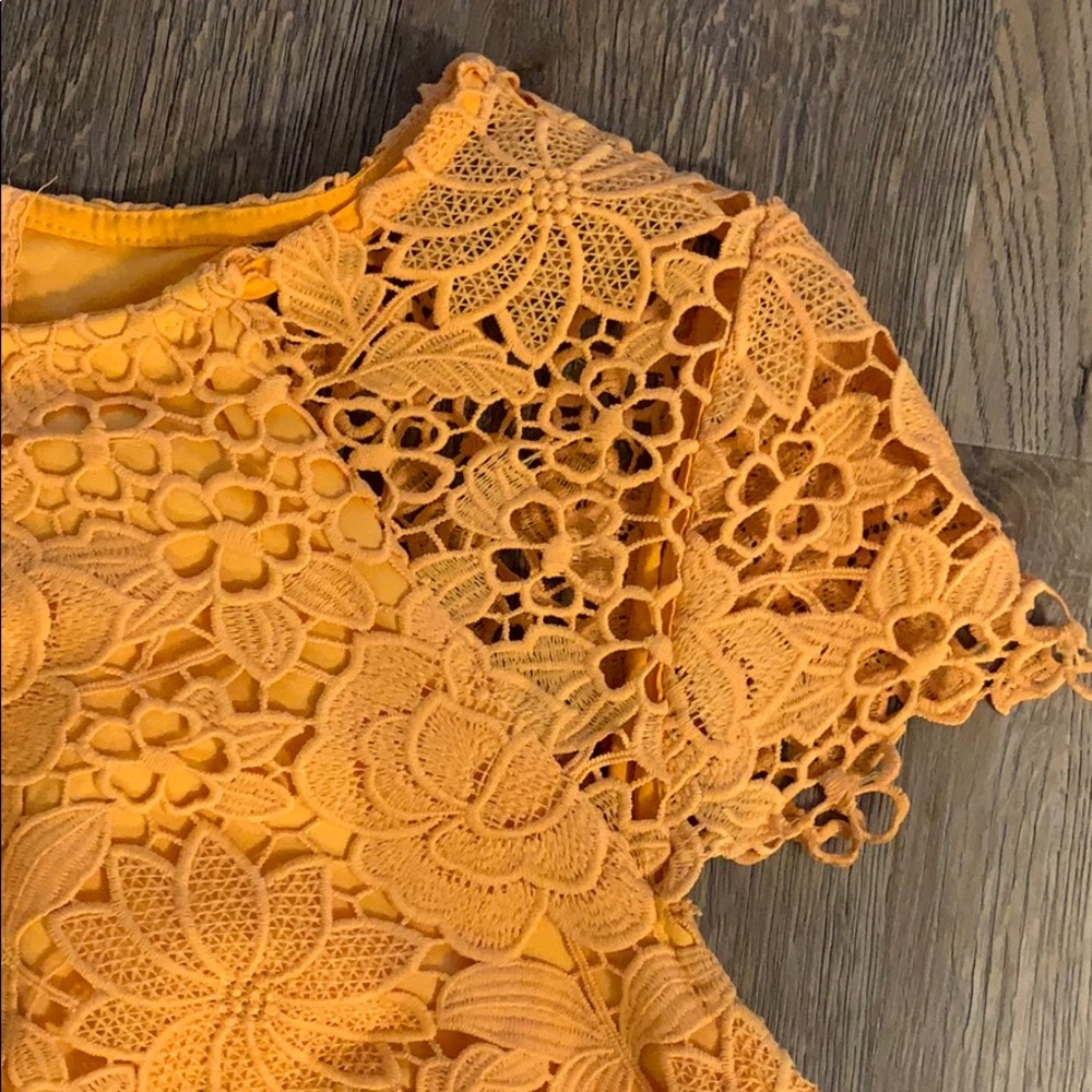 ASOS Paper Doll London mustard lace dress - Picture 6 of 7